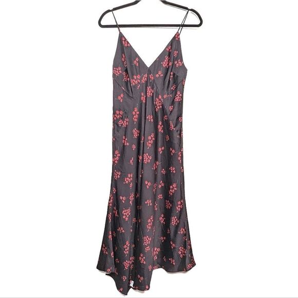 Keepsake Infinity Floral-Print Midi Slip Dress Black Pomegranate Ditsy - Picture 2 of 10